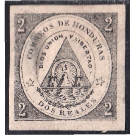 Honduras 1 1865 Escudo negro sobre color MH Cambio de color Honduras 1 1865 Escudo negro sobre color MH Cambio de color