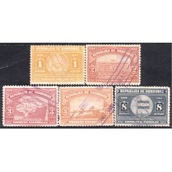 Honduras 255/59 1939 Palacio del Distrito Central Escudo Puente Pabellón usados