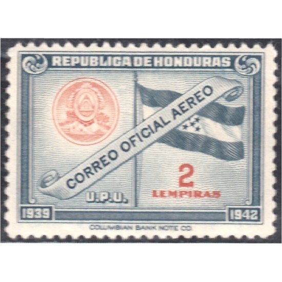 Honduras 8 1939 Servicio Oficial Aéreo UPU Bandera MH Honduras 8 1939 Servicio Oficial Aéreo UPU Bandera MH