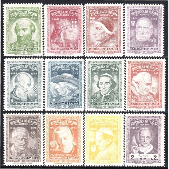 Panamá  Michel 487/98 1956 No Emitido papas St. Pius MH