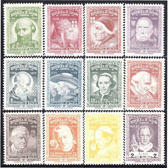 Panamá Michel 487/98 1956 No Emitido papas St. Pius MNH Panamá Michel 487/98 1956 No Emitido papas St. Pius MNH