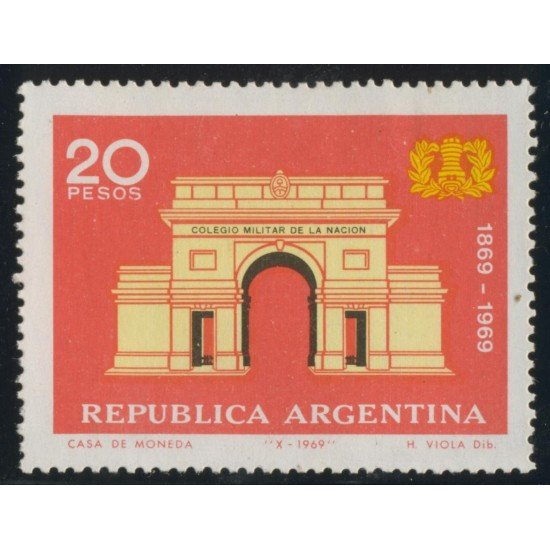 MI2 Argentina 848 1969 100° de la Escuela Militar MNH MI2 Argentina 848 1969 100° de la Escuela Militar MNH