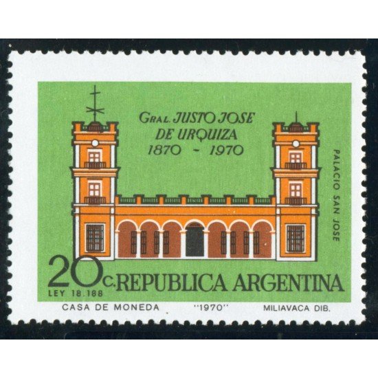 MI2 Argentina Nº 865 100 Años de la muerte de Justo-José de Urquiza MI2 Argentina Nº 865 100 Años de la muerte de Justo-José de Urquiza