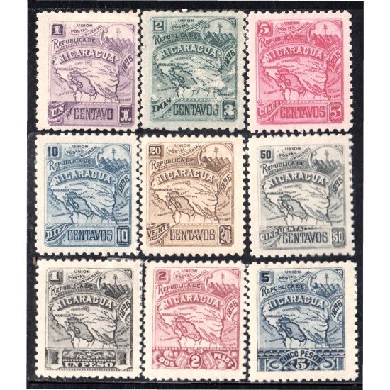 Nicaragua 81/89 1896 Mapa Carta Nicaragüense MH Nicaragua 81/89 1896 Mapa Carta Nicaragüense MH