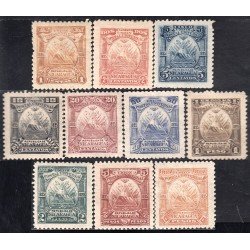 Nicaragua 71/80 1895 Escudos Shields MH Nicaragua 71/80 1895 Escudos Shields MH