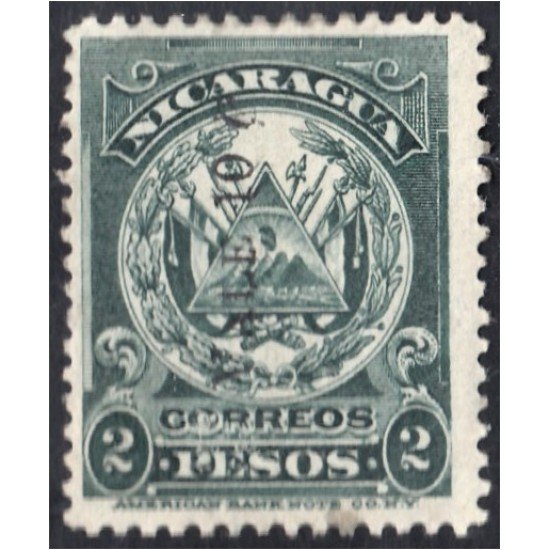 Nicaragua 212 1869/77 Escudo Shield Vale 10 MH