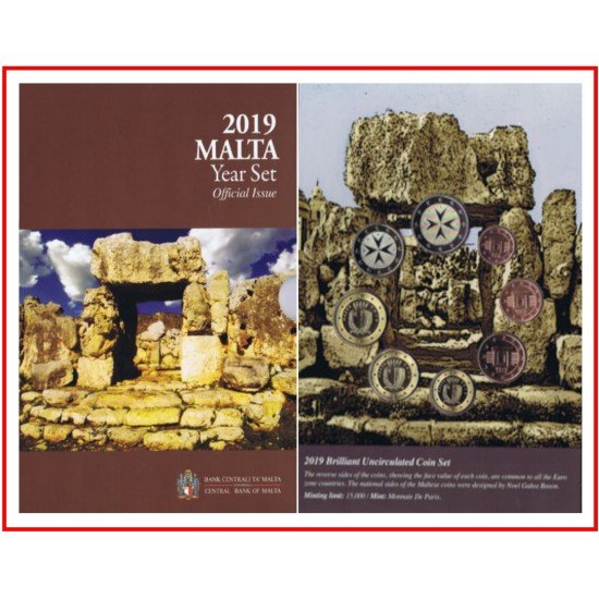 Malta 2019 Cartera Oficial Monedas € euro + 2 euros conm Templos Ta Hagrat 