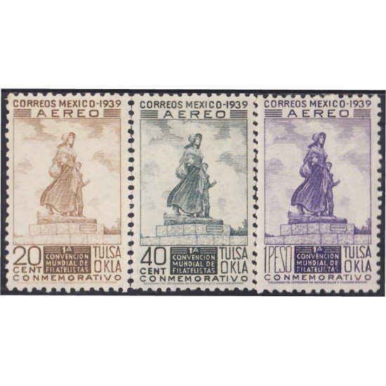 Mexico A- 86/88 1939 Estatua de la mujer pionera en Tulsa MNH