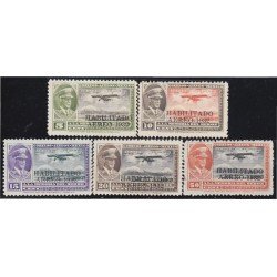 Mexico A- 40/44 1932 Emilio Carranza Avioneta Habilitado MNH