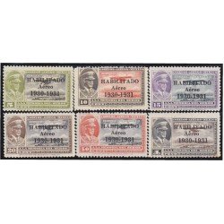 Mexico A- 29/34 1930 Emilio Carranza Avioneta Habilitado MNH