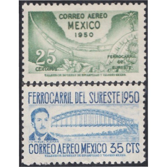 Mexico A- 178/79 1950 Ferrocarril de Sureste MNH