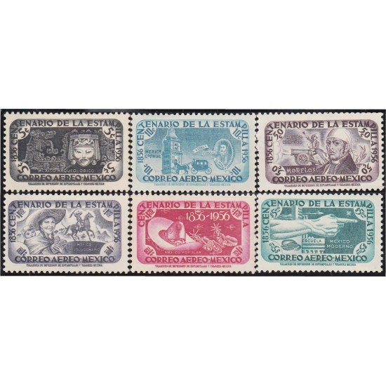 Mexico A- 191/96 1956 Centenario de la estampilla MH