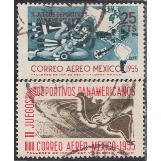 Mexico A- 189/90 1955 II Juegos deportivos Panamericanos usados