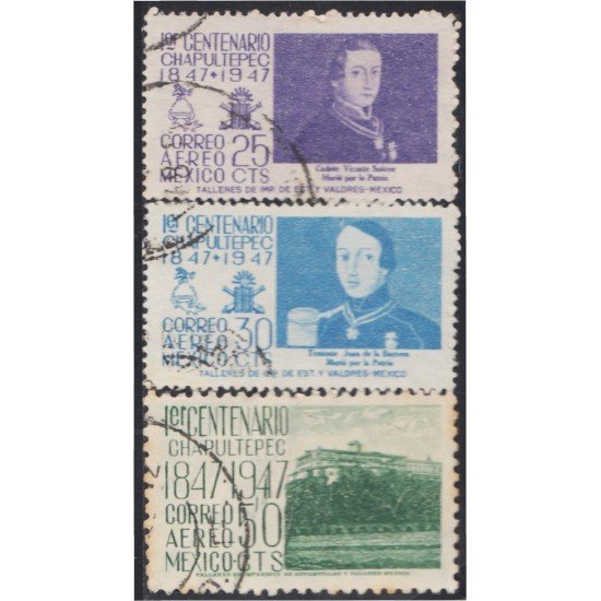 Mexico A- 164/66 1947 1º Centenario de Chapultepec usados