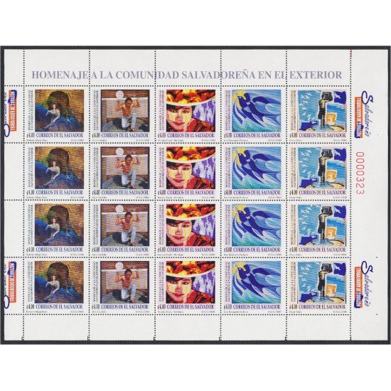 El Salvador 1480AE 2000 Minihojita Homenaje a la Comunidad Salvadoreña en el extranjero MNH 