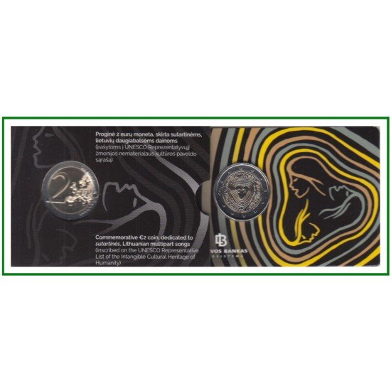 Lituania 2019 Cartera Oficial Coin Card Moneda 2 € conm Sutartines Cantos folklóricos 