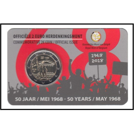 Bélgica 2018 Cartera Oficial Coin Card Moneda 2 € conmemorativo Mayo del 68 Bélgica 2018 Cartera Oficial Coin Card Moneda 2 € conmemorativo Mayo del 68