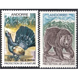 Andorra Francesa 210/11 1971 Fauna Oso Pavo Real MNH Andorra Francesa 210/11 1971 Fauna Oso Pavo Real MNH