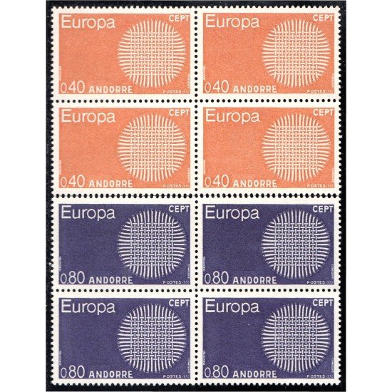 Andorra Francesa 202/03 Bl.4 1970 Europa MNH Andorra Francesa 202/03 Bl.4 1970 Europa MNH