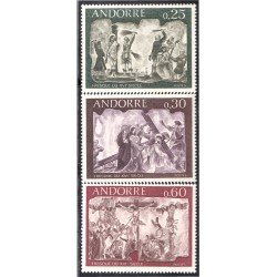 Andorra Francesa 191/93 1968 Pintura mural del siglo XVI MNH Andorra Francesa 191/93 1968 Pintura mural del siglo XVI MNH