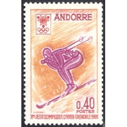 Andorra Francesa 187 1968 Juegos Olímpicos de Invierno Grenoble MNH Andorra Francesa 187 1968 Juegos Olímpicos de Invierno Grenoble MNH