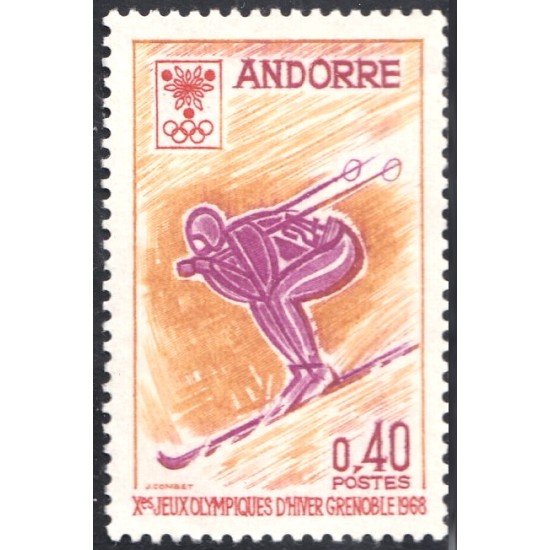 Andorra Francesa 187 1968 Juegos Olímpicos de Invierno Grenoble MNH