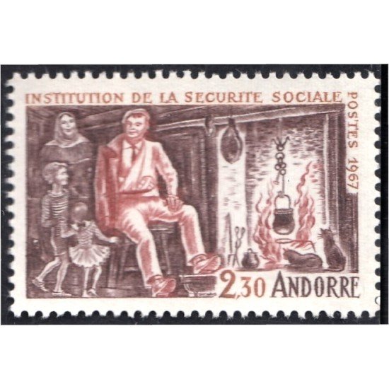Andorra Francesa 183 1967 Institución de la Seguridad Social MNH Andorra Francesa 183 1967 Institución de la Seguridad Social MNH
