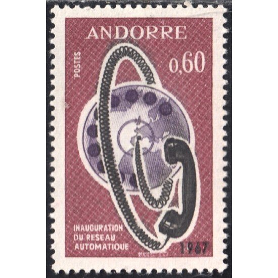 Andorra Francesa 182 1967 Inauguración de Red Automática MNH