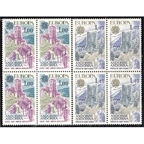 Andorra Francesa 261/62 Bl.4 1977 Iglesia San Joan de Caselles MNH
