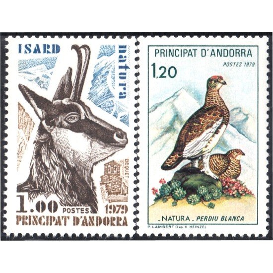 Andorra Francesa 274/75 1979 Fauna Venado Perdiz blanca MNH Andorra Francesa 274/75 1979 Fauna Venado Perdiz blanca MNH