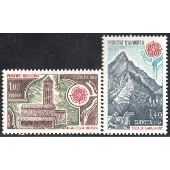 Andorra Francesa 269/70 1978 Europa Iglesia de Pal MNH Andorra Francesa 269/70 1978 Europa Iglesia de Pal MNH