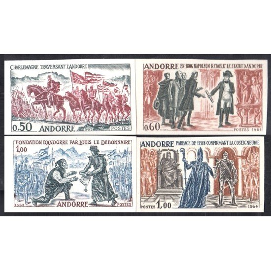 Andorra Francesa 167/70 1963/64 Historia de Andorra MNH Sin dentar