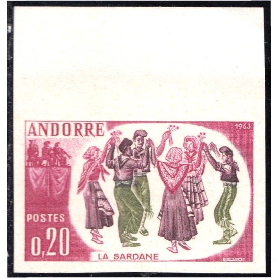 Andorra Francesa 166 1963 Folclore danza MNH Sin dentar