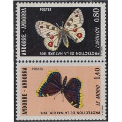 Andorra Francesa 258/59 1976 Mariposas Butterflies MNH Andorra Francesa 258/59 1976 Mariposas Butterflies MNH