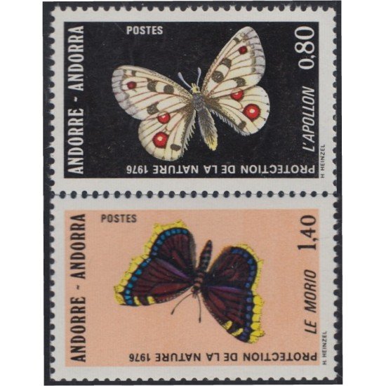 Andorra Francesa 258/59 1976 Mariposas Butterflies MNH