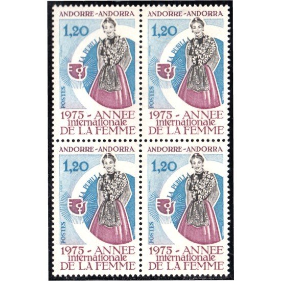 Andorra Francesa 250 Bl.4 1975 Año Internacional de la mujer MNH Andorra Francesa 250 Bl.4 1975 Año Internacional de la mujer MNH
