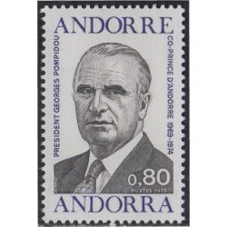 Andorra Francesa 249 1975 Presidente Georges Pompidou MNH Andorra Francesa 249 1975 Presidente Georges Pompidou MNH