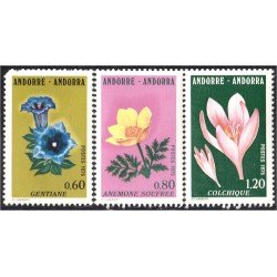 Andorra Francesa 245/47 1975 Flora Flores del valle de Andorra MNH Andorra Francesa 245/47 1975 Flora Flores del valle de Andorra MNH