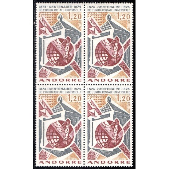 Andorra Francesa 242 Bl.4 1974 Unión Postal Universal MNH