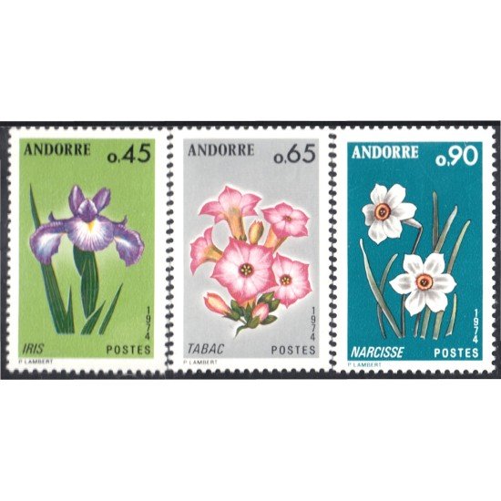 Andorra Francesa 234/36 1974 Flores Flowers MNH Andorra Francesa 234/36 1974 Flores Flowers MNH