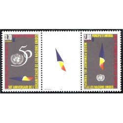 Andorra Francesa 464/65-A 1995 50 Aniversario de las Naciones Unidas MNH Andorra Francesa 464/65-A 1995 50 Aniversario de las Naciones Unidas MNH