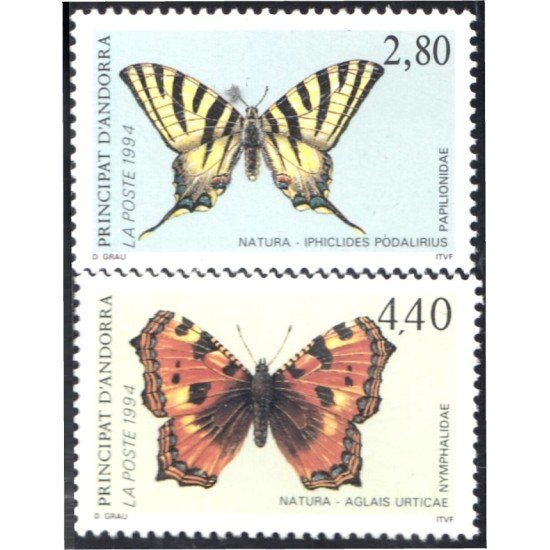 Andorra Francesa 451/52 1994 Mariposas Butterflies MNH