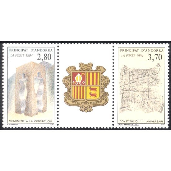 Andorra Francesa 442/43-A 1994 La Constitución MNH