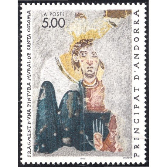 Andorra Francesa 396 1990 Pintura Mural de Santa Coloma MNH