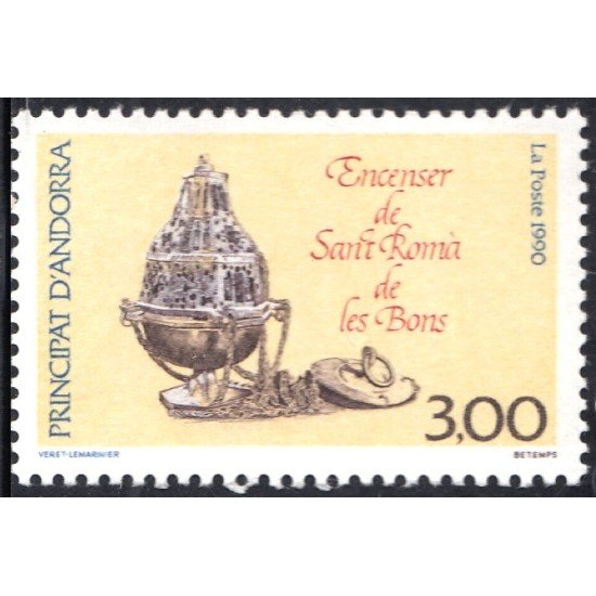 Andorra Francesa 392 1990 Incensario de San Roma de los buenos MNH