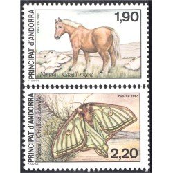 Andorra Francesa 361/62 1987 Fauna Caballo Mariposa MNH Andorra Francesa 361/62 1987 Fauna Caballo Mariposa MNH