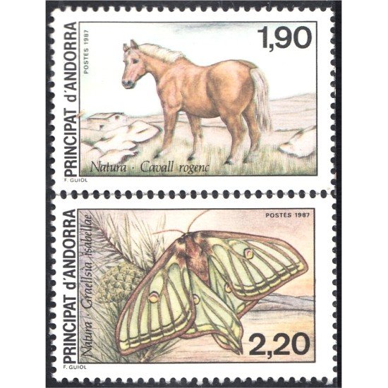 Andorra Francesa 361/62 1987 Fauna Caballo Mariposa MNH