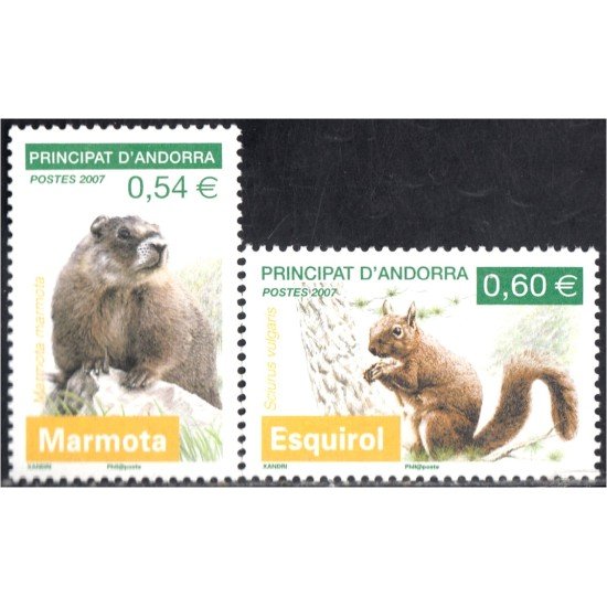 Andorra Francesa 634/35 2007 Fauna Animales Marmota y Esquirol MNH