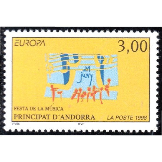 Andorra Francesa 504 1998 Fiesta de la Música MNH Andorra Francesa 504 1998 Fiesta de la Música MNH