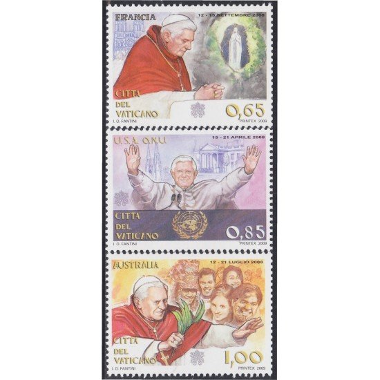 Vaticano 1498/00 2009 Viajes de SS Benedicto XVI MNH